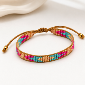 Bracelet manchette ajustable SSTRINGZ fait main en perles Miyuki colorées, style bohème tressé, pour femme, vente en gros, bijoux personnalisés - Product Image 3