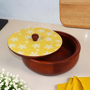 Caja de madera tradicional para chapati con estampado esmaltado, olla decorativa y de almacenamiento de alta calidad a buen precio - Product Image 1