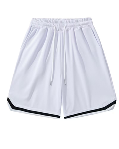 Men White Solid Summer Breathable Quick Dry Crew Neck T-Shirt Set Knitted Short Sleeve Casual Shorts Sport Wear Polyester/Cotton - Product Image 5