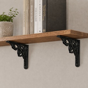 SHUBHAM <b>Black</b> Metal Corner Shelf <b>Bracket</b> Decorative Wall <b>Brackets</b> Rustic Floral Hanging Support for Home Display - Product Image 5