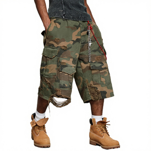 Shorts Cargo Homme Grande Taille Premium en Coton Lourd 100% Écologique Anti-Plis Personnalisable Uni Décontracté Respirant - Product Image 1