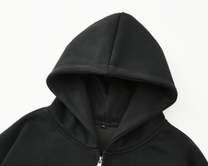 Sudadera con capucha de algodón 100% de felpa con cremallera, hombros caídos, peso pesado, transpirable, para hombre, ideal para invierno. - Product Image 4