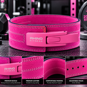 Cinturón de Levantamiento de Pesas de Cuero Rosa Rhino Fitness, Soporte Envolvente Ajustable para Adultos - Product Image 4