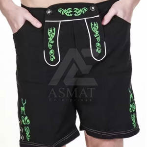 <b>Mens</b> Party Lederhosen Traditional <b>Leather</b> <b>Shorts</b> With Bavarian Style Embroidery Knee Length <b>Leather</b> <b>Shorts</b> - Product Image 2