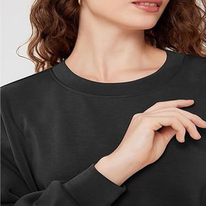 Sudadera Corta Personalizada para Mujer, 100% Algodón, Gruesa, 360g, Casual, Cuello Redondo, Manga Larga, Bordada, para Otoño - Product Image 4