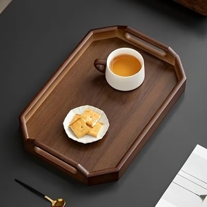 Plateau de rangement et de service en bois moderne avec poignées métalliques robustes, design plat durable, idéal pour la cuisine, la salle à manger et la décoration intérieure - Product Image 5