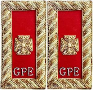 Épaulettes de Grand Commandant des Chevaliers Templiers Maçonniques – Brodées à la main (Rouge et Or) 1,5 po x 3,75 po - Product Image 4