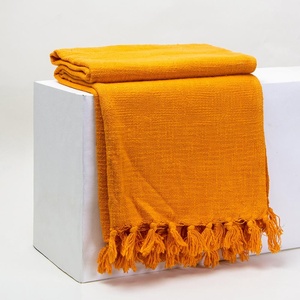 Manta de tiro 100% algodón suave y cálido manta sólida colección Manta de algodón hogar - Product Image 3