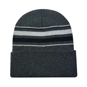 Striped Acrylic Knit Beanie Hat With Pom Pom Unisex Casual <b>Winter</b> <b>Cap</b> 56-58CM Adult Size - Product Image 5