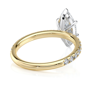 Bague de fiançailles solitaire en or massif 14 carats plaqué rhodium avec diamant de laboratoire taille marquise 1,50 CTW et pavé, certifiée IGI, pour mariée - Product Image 4