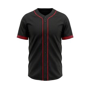 Maillot de baseball extensible violet à fines rayures en coton respirant avec col en V et maille sublimée - Product Image 4