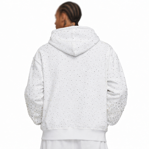 White Rhinestone Gradient Zip Hoodie Cotton Fleece Oversized Streetwear Hoodies for Men Private Label Production Supply - Product Image 2