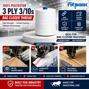 Fil à coudre premium Fitpack haute résistance 100% polyester 3 plis 3/10s, blanc - Product Image 3