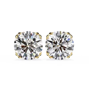1.5ct Round Brilliant Cut Lab grown Diamond Solitaire Stud <b>Earrings</b> 18K Solid Gold Fine Jewelry Women Post <b>Back</b> Earwear Pair - Product Image 1