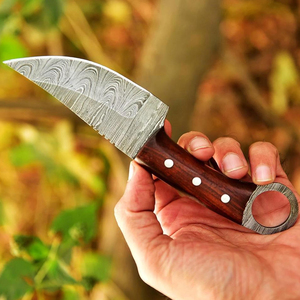 Couteau à poisson forgé à la main avec manche en bois violet et étui en cuir - Product Image 5