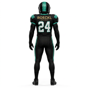 Uniforme de football américain personnalisé haut de gamme pour hommes, manches courtes, 100% polyester, respirant et à séchage rapide, logos personnalisés - Product Image 2