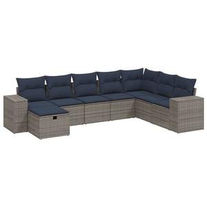 Juego de sofás de patio de ratán sintético gris de 8 piezas con cojines, muebles duraderos para exteriores - Product Image 2