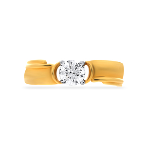 Spherical Bond <b>Men</b> Solitaire <b>Ring</b> Elegant Round Cut Diamond Look Solitaire Wedding <b>Ring</b> <b>for</b> Women in Premium Yellow Gold Plated - Product Image 3
