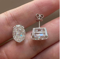 Moissanite Oval Solitaire <b>Stud</b> <b>Earrings</b> Luxury Fine Jewelry Elegant Everyday Sparkling Gift For Her - Product Image 3