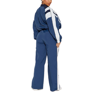 Unisex Casual Windbreaker Tracksuit 2-Piece Set <b>Zipper</b> <b>Top</b> Elastic Waistband Solid Polyester/Nylon High Quality - Product Image 3