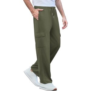 Pantalon de jogging décontracté noir pour homme, coupe ample, jambe large, en tissu épais et respirant, mélange de coton, prix abordable, usage quotidien, OEM ODM - Product Image 4