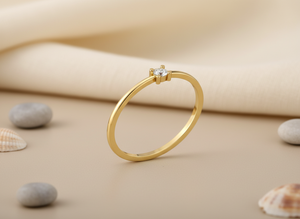 Anillo de Boda Apilable para Mujer, Hecho a Mano, Oro 10k, Diseño Minimalista Moderno, con Diamante VVS1 Cultivado en Laboratorio y Engaste de Puntas - Product Image 2