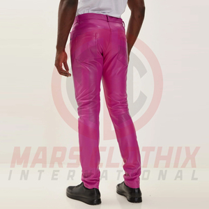 Breathable Stylish Comfortable Lightweight Regular Fit <b>Men</b> Leather Pant Eco-Friendly Casual Mid Waist <b>Men</b> Leather Pants - Product Image 3