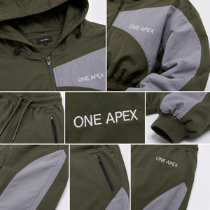 Chaqueta Corta con Capucha Verde Oliva para Mujer ONE APEX, Chaqueta Impermeable con Cremallera, Forro Polar, Secado Rápido, Pantalones Anchos - Product Image 6
