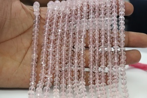 Quartz rose perles rondelle à facettes 6 mm 9 pouces brins pour la fabrication de bijoux perles en vrac - Product Image 3
