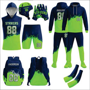 Uniformes de football américain personnalisés avec design de couleur sur mesure, uniformes de football 7v7 pour jeunes, ensemble d'uniformes entièrement sublimés, service OEM - Product Image 1