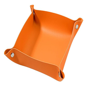 Organisateur de bureau en cuir véritable marron avec compartiment de rangement au design moderne pour clés, pièces de monnaie, bijoux, plateau en cuir - Product Image 2