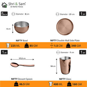 Service de vaisselle astucieux en acier inoxydable (1 personne) revêtement PVD or rose assiette Thali élégante - Product Image 4