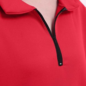 Polo uni zippé décontracté pour femme, personnalisable avec logo, en tissu épais, coupe classique, couche de base - Product Image 3