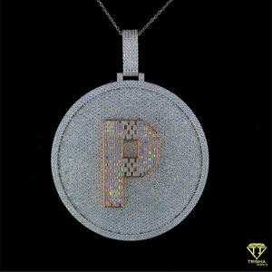 Real Moissanite Diamond Letter P Pendant in 925 Sterling Silver Custom Streetwear Rapper Jewelry Necklace for Men - Product Image 6