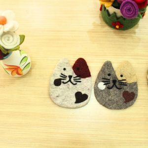 Cute Kitty Fabric <b>Coaster</b> Set harming Cat Face <b>Coasters</b> Soft Paws Felt <b>Drink</b> <b>Coasters</b> - Product Image 3