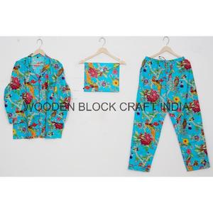 Latest Trendy 100% cotton fabric Pajama Set Sleepwear Set for <b>Women</b> <b>Top</b> Quality Digital Prints with Customize size Available - Product Image 2
