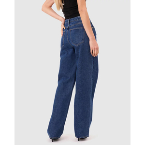 Autumn Streetwear Baggy <b>Jeans</b> Women Custom Color Size <b>Elastic</b> Waist Custom Logo Blue Quick Dry Best Quality - Product Image 3