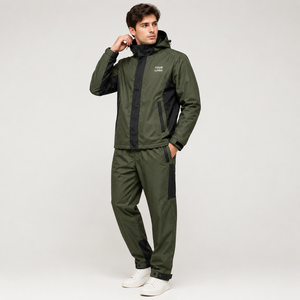 Unisex Hooded Waterproof Tracksuit Set Custom Color Lightweight Full Length Summer Sporty Style Back <b>Zip</b> Pocket OEM Custom Logo - Product Image 1
