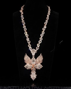 Rose Gold Plated Diamond Eagle Pendant Necklace Men's Hip Hop Style <b>Iced</b> <b>Out</b> <b>Chain</b> With Custom Logo Design Letter Pendant - Product Image 1