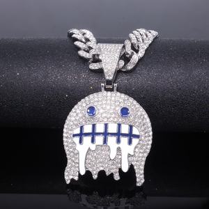 Pendentif dessin animé en moissanite Ice Face transfrontalier, micro-pavé, en argent plaqué or, bijoux hip-hop, cadeau tendance pour homme pour les fêtes - Product Image 5