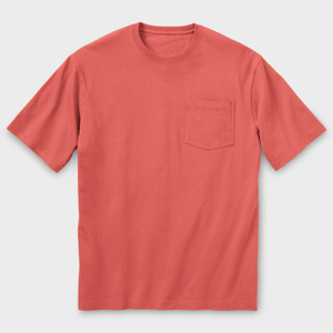 T-shirt en coton rouge à manches courtes pour homme, avec poche poitrine, coupe ample, style décontracté, col rond, couleur unie, tissé, respirant, style hip-hop - Product Image 1