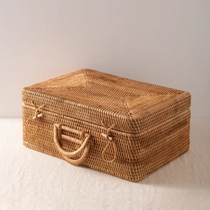 Wicker <b>Suitcase</b> Handmade Woven Rattan Briefcase Customizable Size Briefcases for Girls Women Made in Vietnam - Product Image 5