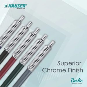 Bolígrafo de Metal de Lujo Premium, Novedoso, Hauser Alemania Berlín, Acabado Cromado, Forma Elegante, Escritura sin Manchas, Cuerpo Duradero, Azul - Product Image 3