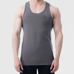 Ready to Ship <b>Men's</b> Plain <b>Green</b> Gym Tank - Soft Cotton Blend Sleeveless <b>Top</b> - Low MOQ Wholesale <b>Men's</b> Fitness Clothing - Product Image 3