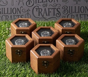 Hexagon Wooden <b>Jewelry</b> <b>Box</b> Handmade Vintage Style <b>With</b> Brass <b>Lock</b> And Pearl Necklace Display - Product Image 3