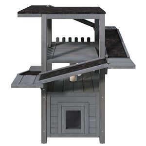 Casetta per Gatti da Esterno a 4 Livelli, Resistente alle Intemperie, con Tetto Impermeabile e 2 Porte, Rifugio per Gatti Randagi, Taglia M - Product Image 6