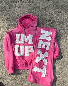 Survêtements de jogging pour couples, style streetwear hip-hop, en molleton 100% coton épais et surdimensionné, avec sweat à capuche, imprimé numérique, Hiver 2025 - Product Image 5