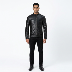 Finer Threads <b>Top</b> Classic Men's Pakistan Made <b>Leather</b> Jacket Stand Collar Breathable <b>High</b> Street Style Winter Sherpa Lined Fur - Product Image 1