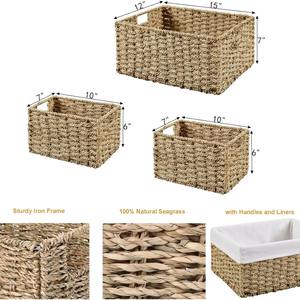 Set of 3 <b>Stackable</b> Seagrass <b>Baskets</b> Handmade Storage <b>Basket</b> Wholesale eco-friendly Made in Vietnam - Product Image 2