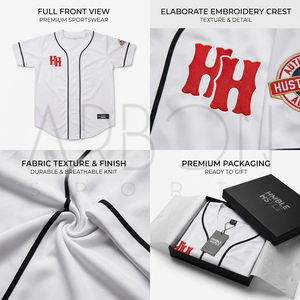 Camiseta de Béisbol Blanca con Botones y Estampado Gráfico Rojo, de Poliéster de Secado Rápido, con Bordado 3D, de Última Tendencia, de un Buen Proveedor - Product Image 6